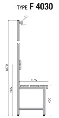 F4030 (einfache Sitzbank mit Rückenlehne und Hakenleiste)