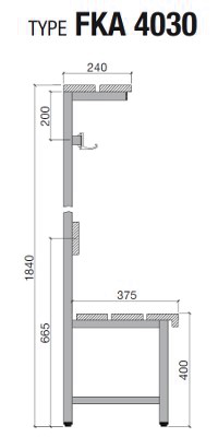 FKA4030 (einfache Sitzbank mit Rückenlehne, Hakenleiste und Hutablage)