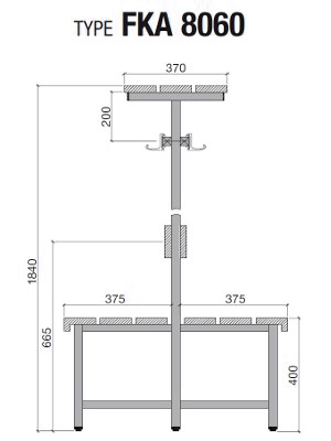 FKA8060 (doppelte Sitzbank mit Rückenlehne, Hakenleiste und Hutablage)